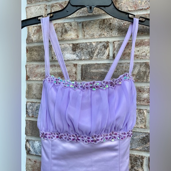 Lilac/Lavender Vintage 90s Princess Barbiecore Prom Dress- Repaired - Picture 8 of 11